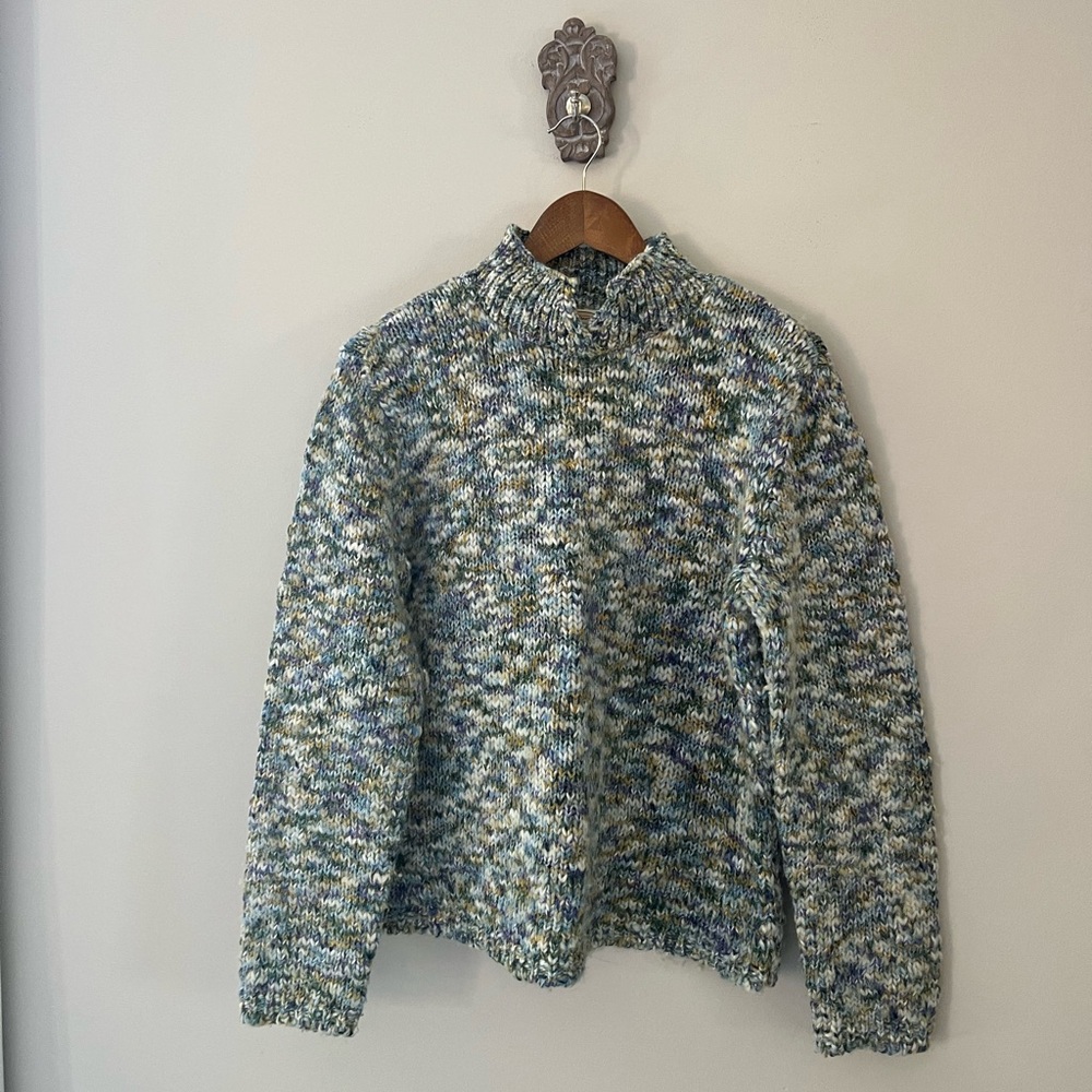 Talbots Women’s Vintage Sweater Oversized Chunky Knit Multicolored Wool Size L
